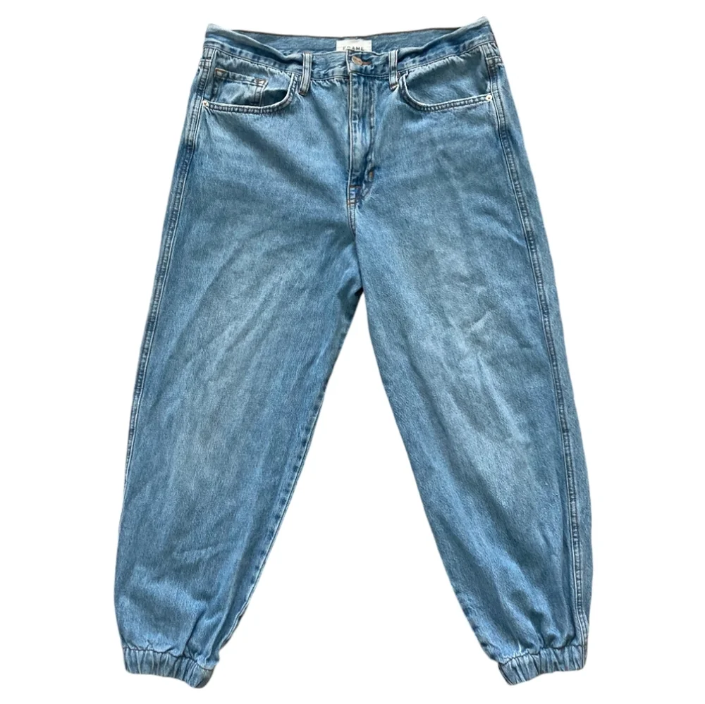 FRAME High Rise cropped the lounge Chill denim jogger blue Jeans size 29 - Picture 4 of 16